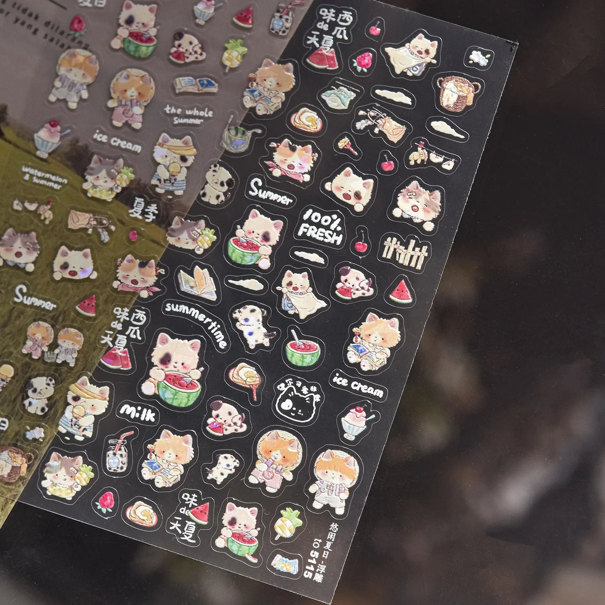 Cute Animal Face 5D Nail Art Stickers Cartoon Cat Bunny Dog Mouse Kawaii Expressions Simple Self Adhesive Manicure Decal DIY