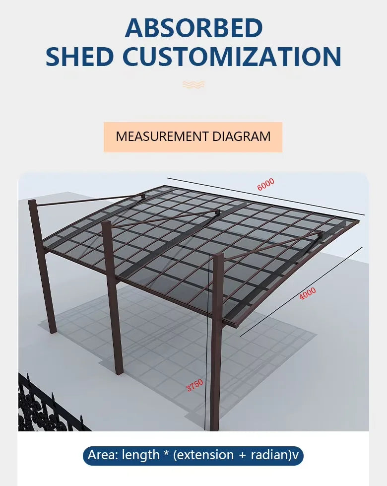Home Villa Gazebos Garden Outdoor Canopy Tent Modern Custom Parking Shed Sunshade Awning Patio Pergola Aluminum Alloy Carport