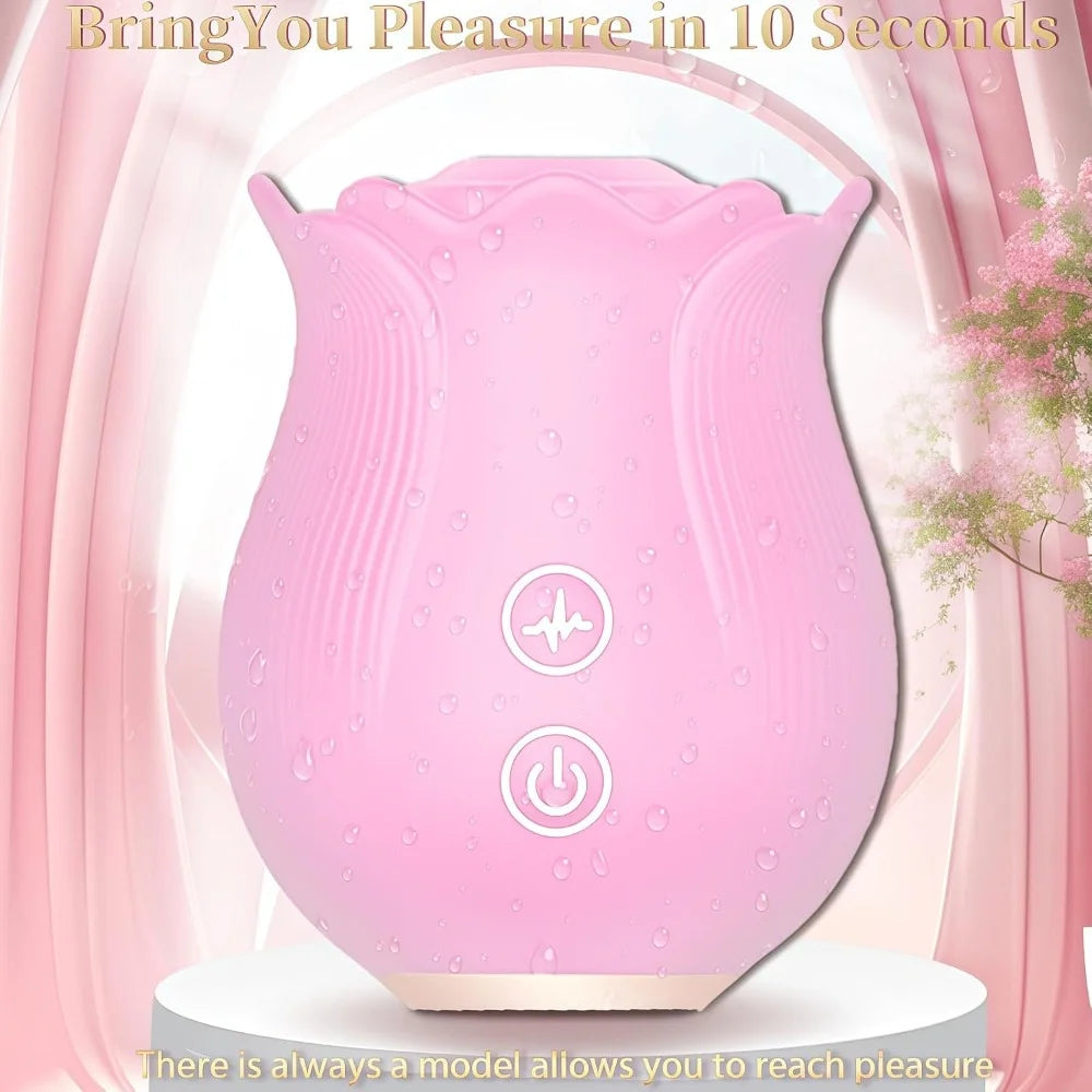 10 Speed Rose Suker Vibrator G-spot Dildo Clitoris Stimulating Sucking Female Sex Toy USB Rechargeable Rose-shaped Mini Massager