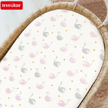 Cartoon Printed Crib Sheet Set Baby Bedding Toddler Mattress & Changing Pad Cover Polyester Cotton Fitted Bassinet Sheets