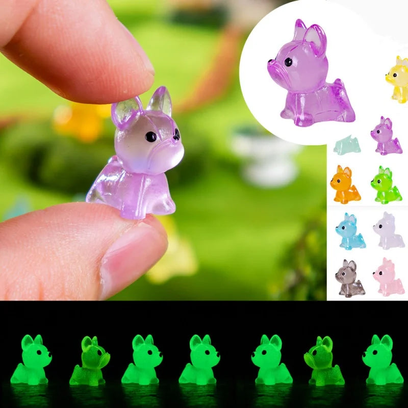 30PCS Mini Luminous Cute Puppy Accessories Toy Lovely Doggy Glow in The Night Fairy Garden Miniatures Dog Desk Decoration Gift