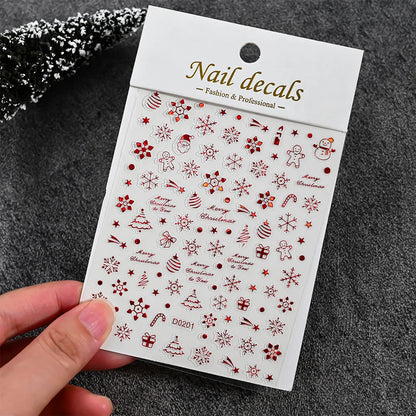 Winter Christmas Atmosphere Nail Stickers Snowman Snowflake Wapiti Self-adhesive High Quality Cute Nail Stickers Nail Art Deco