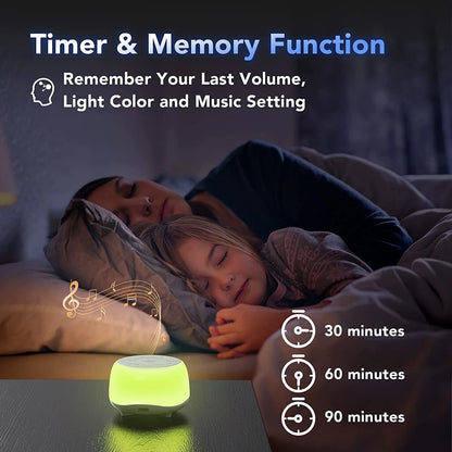 MBZ203 White Noise Machine Sleep Sound Machine for Baby Sleep Soother 7 Colors Night Lights 34 Soothing Sounds Adjustable Timer
