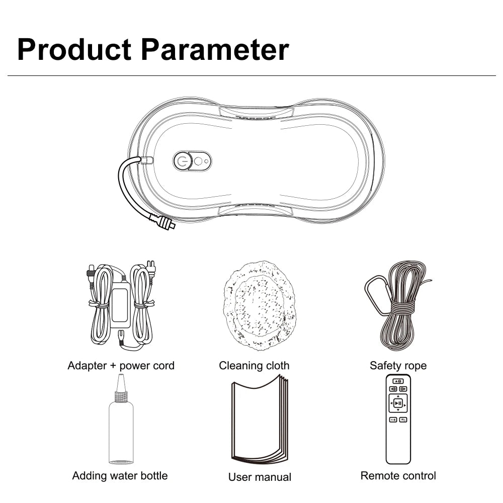 PuRuiKai Portable Window Cleaning Robot,Intelligent Cleaning with Dubbele Nozzle Water Sprayer, Remote Control