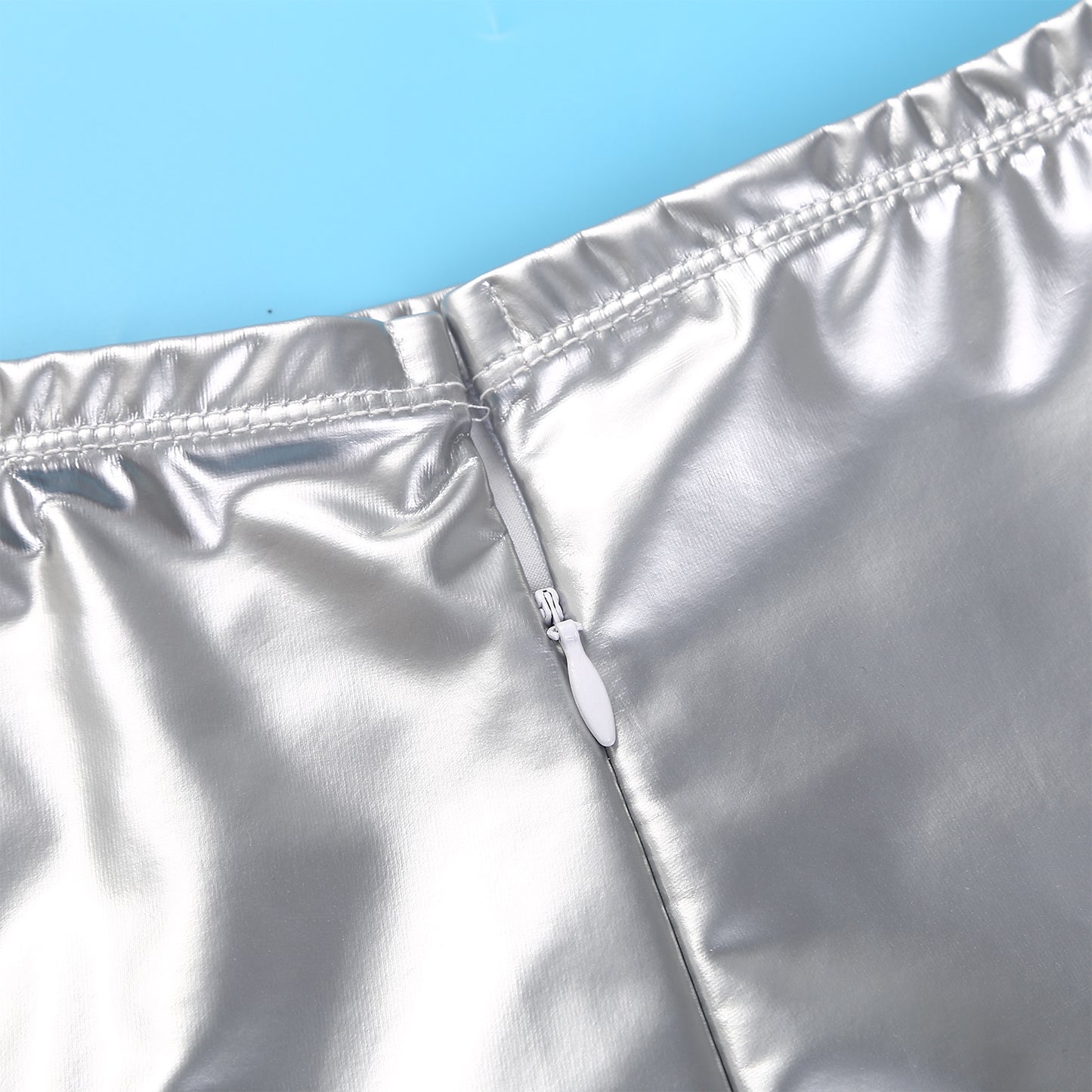 Women's Garter Straps Pencil Skirts Patent Leather Wet Look Garter Belt Short Mini Skirts with Buckle Clips Sexy Clubwear Party