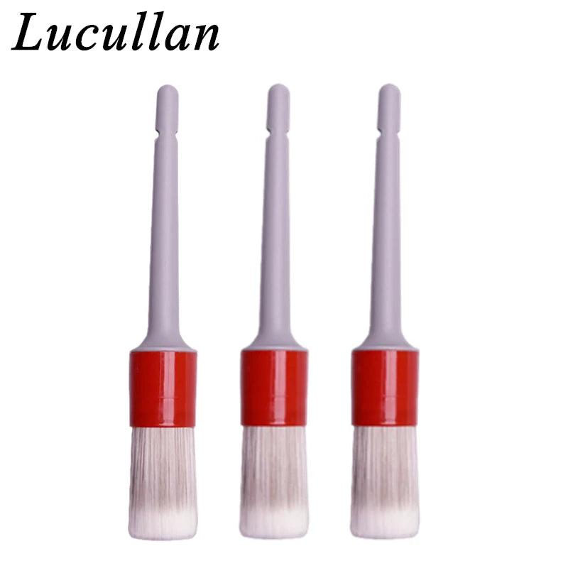 Lucullan Super Soft Synthetic Bristle Detailing Brushes Set PP Handle For Wheels,Tires, Engine Bay, Leather Seats, Door Panels