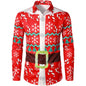 2026 Merry Christmas Lapel Blouse Funny Santa Claus Cosplay Graphic Long Sleeve Shirts For Men Clothes Bachelor Party Fake Suit