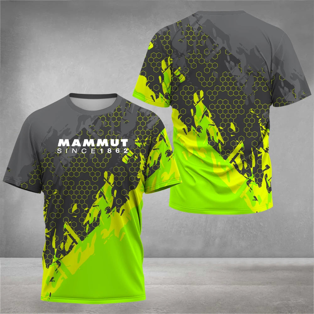 Men's outdoor hiking T-shirt 3D printed design rock climbing cross-country running Drifit camping clothes fashionable