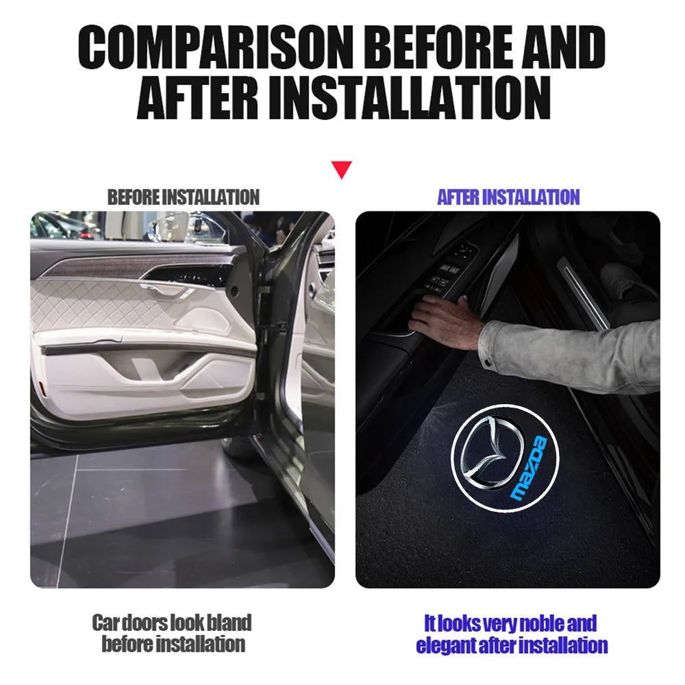 1/2pcs Car Door Emblem Light Laser Welcome HD Projector Lamp For Mazda RX-8 626 BM BL BK GH GJ GL MX-3 MX-5 CX30 Skyactiv 323