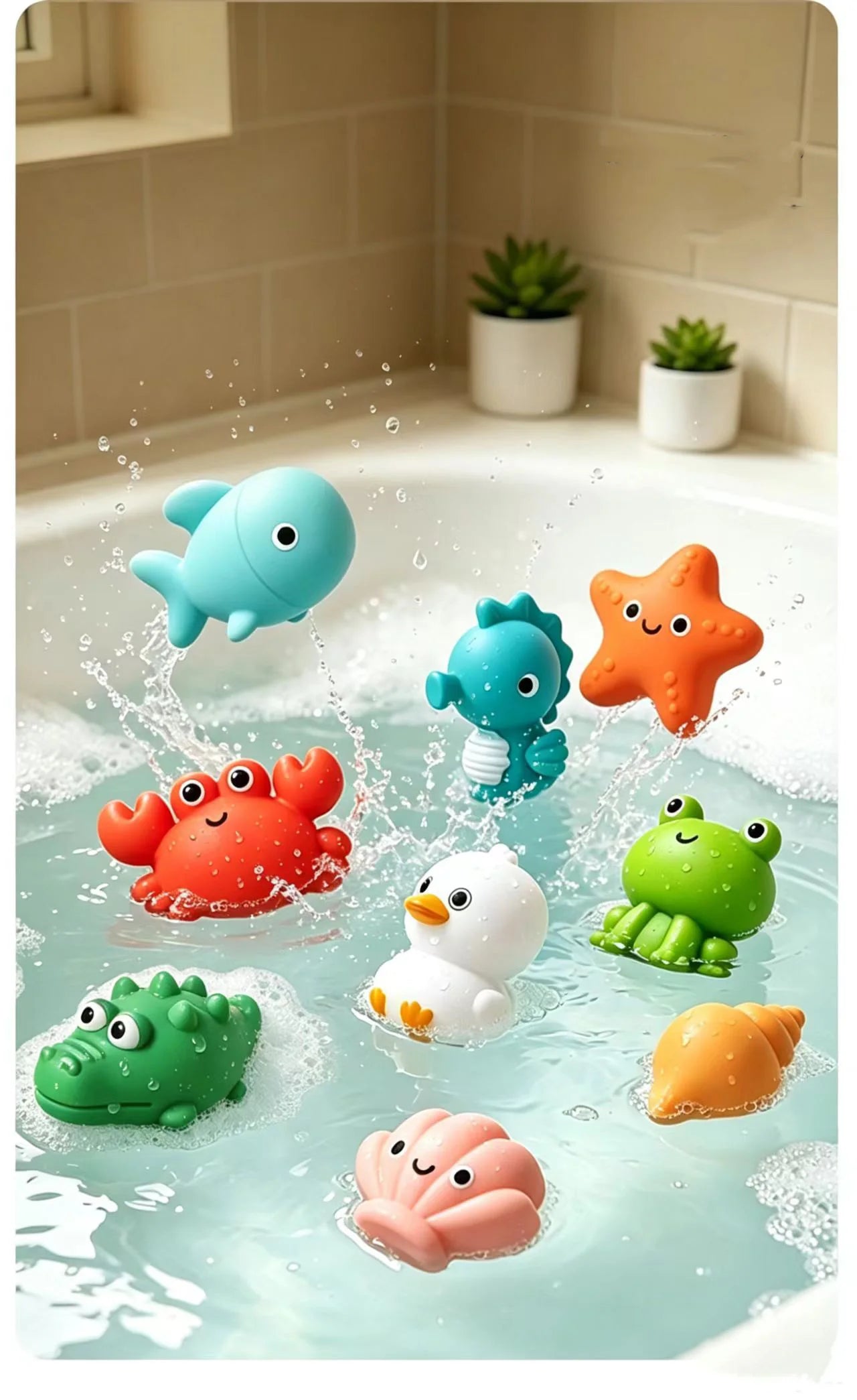 Frog Net Fishing Bath Toy Baby Floating Turtle Animal Squeeze Squeaky Pool Summer Splashing Water Toy Gift