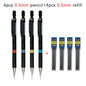 Mechanical Pencil with Refill Rods Set 0.3mm 0.5mm 0.7mm 0.9mm Automatic Pencil Replaceable Leads Office School Stationery Gift