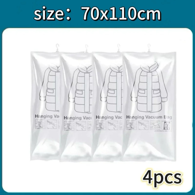 Hanging Vacuum Storage Bags Space Saver Bags Vacuum Seal Storage Bag for Suits Dress Coats Jackets Closet Organizer and Storage