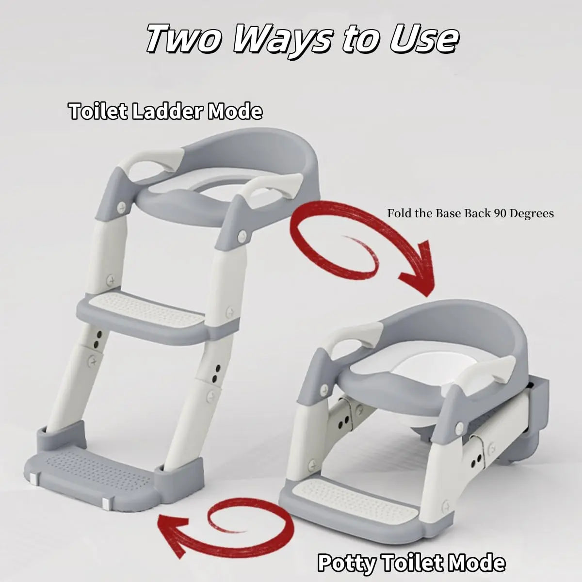 Kids Potty Training Seat With Steps, 3 In 1 Toddler Toilet Ladder Seat, Soft Mat Non-slip Splash Guard Toilet Seat (Grey)