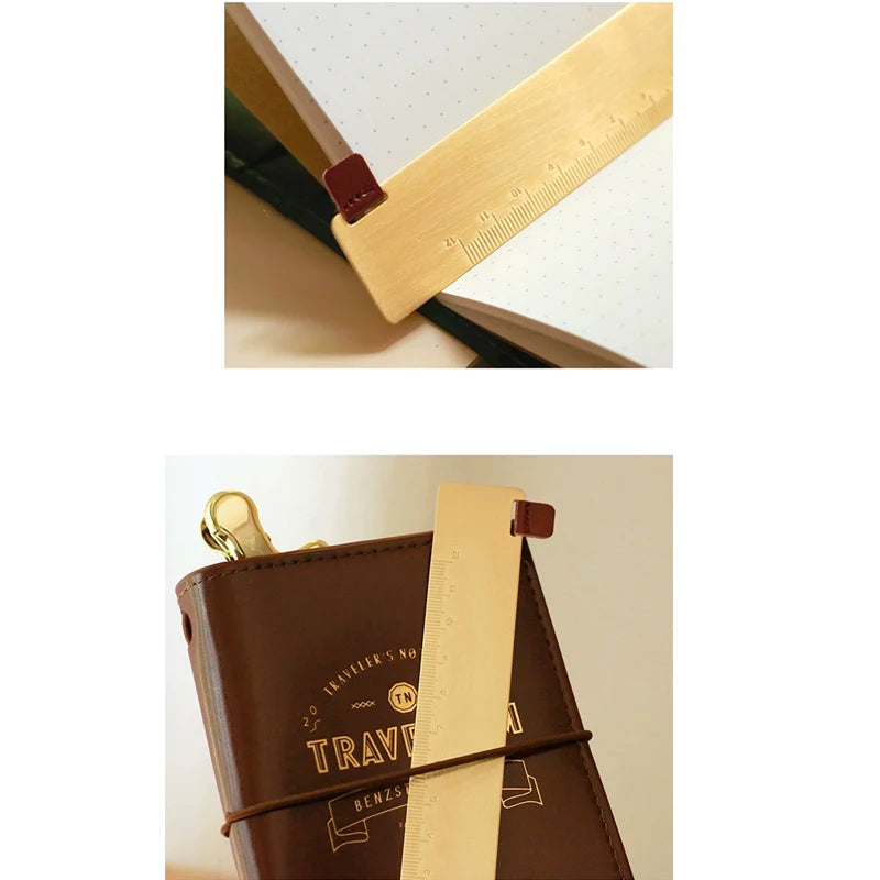 Fromthenon Vintage Art Travel Notebook Brass Bookmark Ruler Copper Number Letter Ruler DIY Accessories
