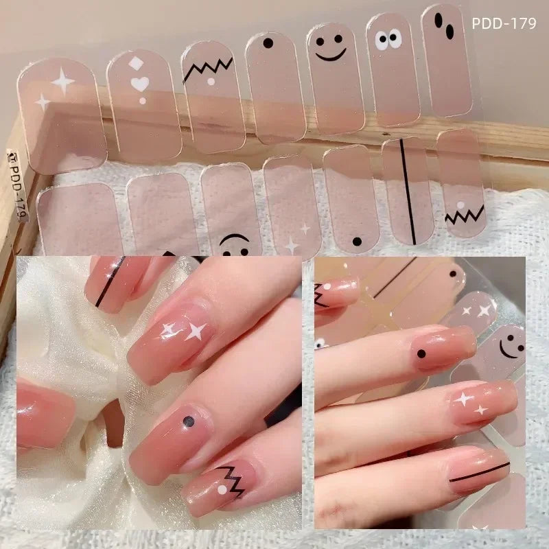 1PC Gel Nail Sticker Patch Slider Flower Gradient Color Back Glue Full Cover Waterproof Gel Nail Sticker UV Lamp Curing Manicur