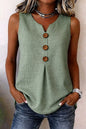 Summer 2026 Women's Blouses Fashion Button Cotton Linen Sleeveless Shirts Casual Solid Colors V-Neck Loose Plus Size Tank Tops