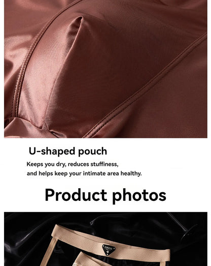 3PCS/Pack Luxury Satin-like Ice Silk Men's Panties Hygroscopic Breathable Double-layer Silk Crotch Boxer High Elastic Underpants