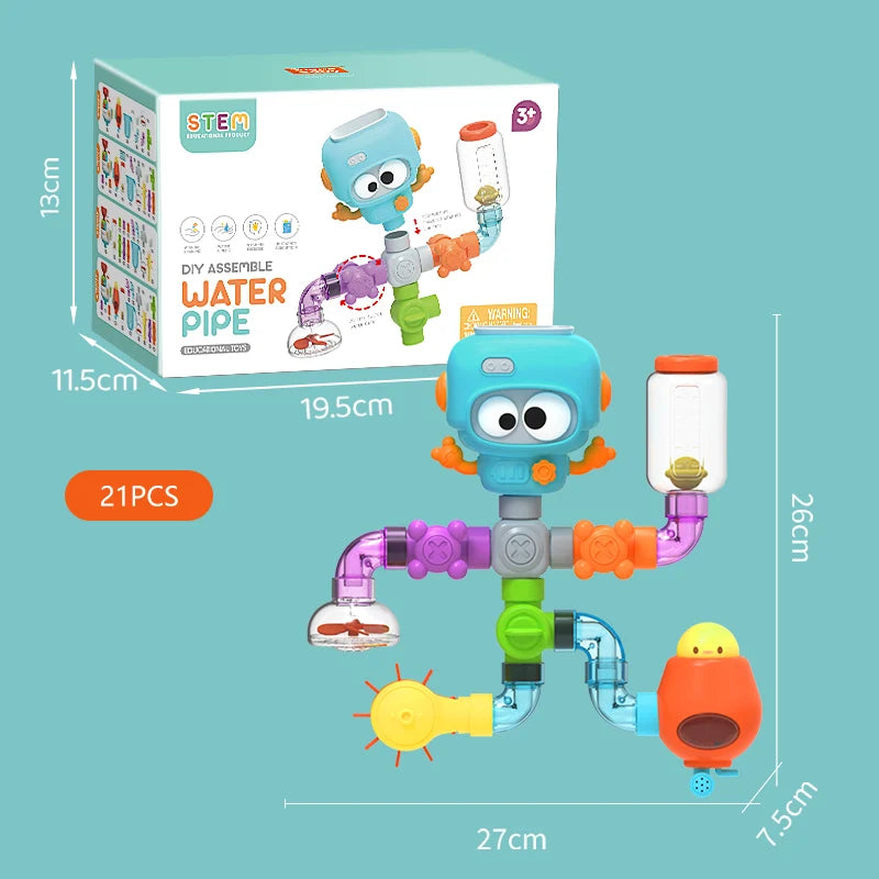 Baby Bath Toys with Strong Suction Cups Tubes Spinner Squirt Water Game Set Toddlers Kids Shower Pool for 3 Years Children Gifts