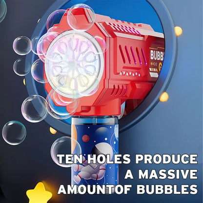 Fully Automatic Bubble Gun Rocket Bubbles Machine Automatic Blower with Bubble Liquid Toys for Kids Beach Outdoor Bubble Gifts