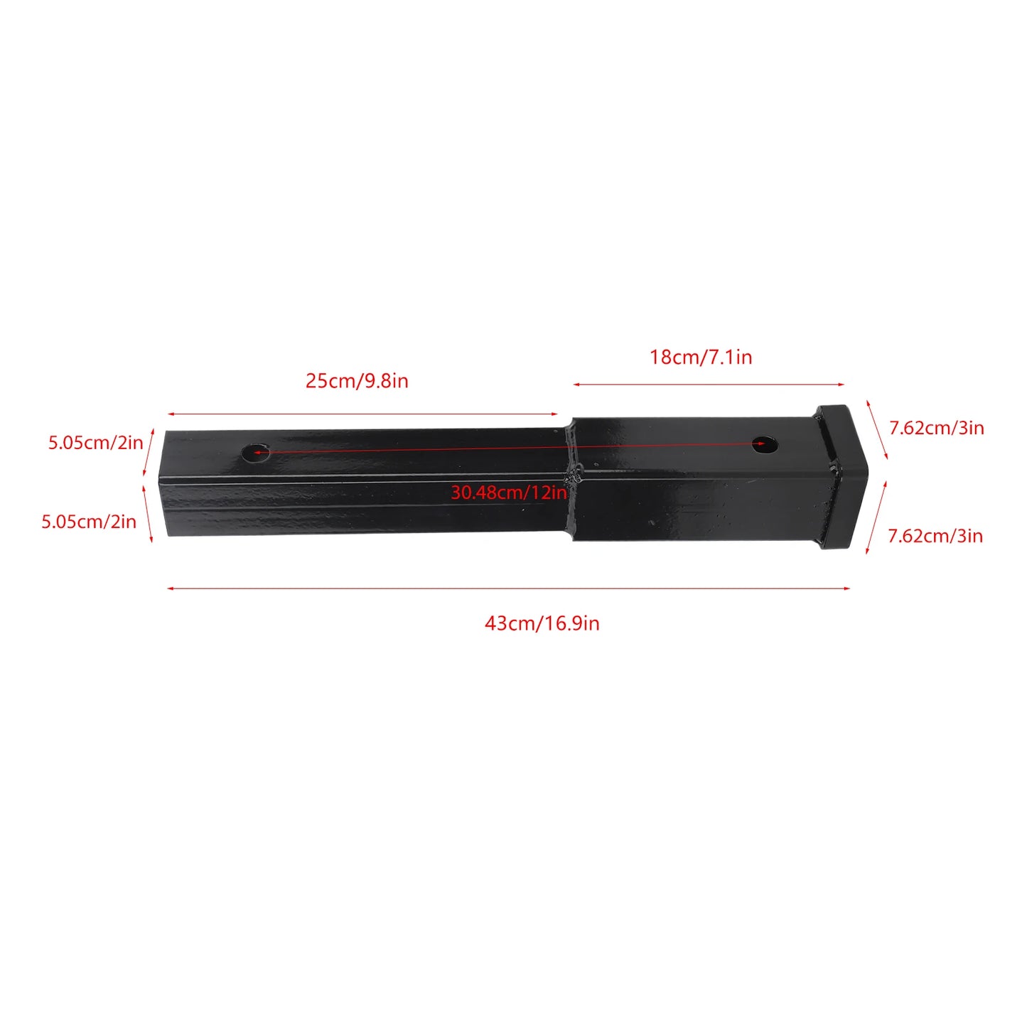 12 Inch Trailer Hitch Receiver Extender Black 5000 Lbs Towing Reliable Hitch Extension For 2 Inch Receiver Tube Tow Bar Shank