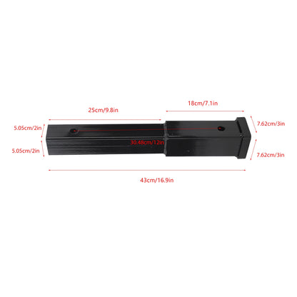 12 Inch Trailer Hitch Receiver Extender Black 5000 Lbs Towing Reliable Hitch Extension For 2 Inch Receiver Tube Tow Bar Shank