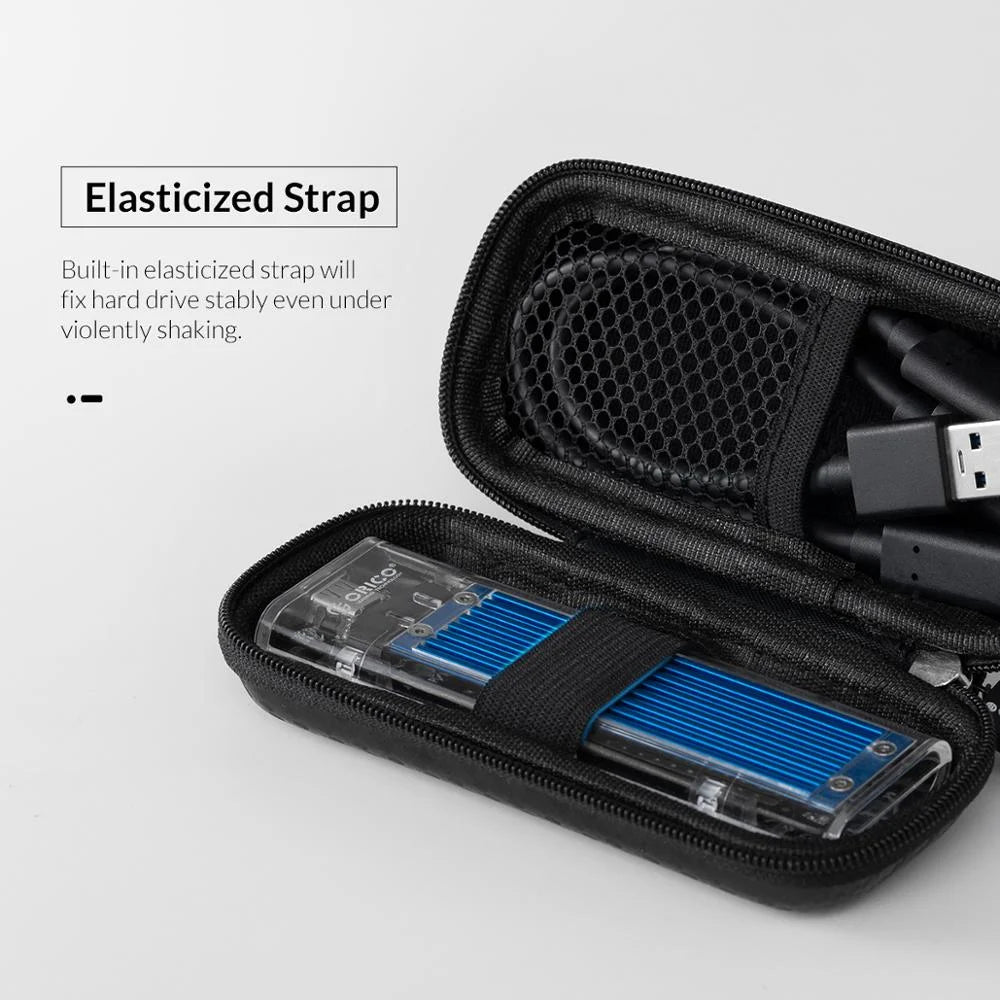 ORICO Eva Zipper Bag Mobile Phone Charger Protection Bag Hard Disk for External M.2 Hard Drive/Earphone/Data Line HDD Case Black