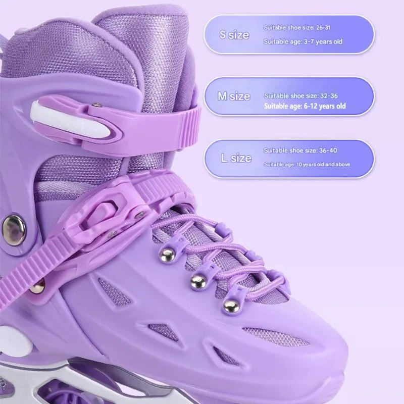 Kids Inline Roller Skate Shoes For Women Men Adult Flashing Quad Sneakers For Boys Girls Outdoor Skating Skates Gifts Full Set