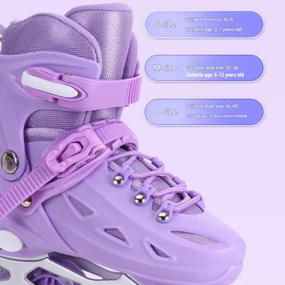 Kids Inline Roller Skate Shoes For Women Men Adult Flashing Quad Sneakers For Boys Girls Outdoor Skating Skates Gifts Full Set