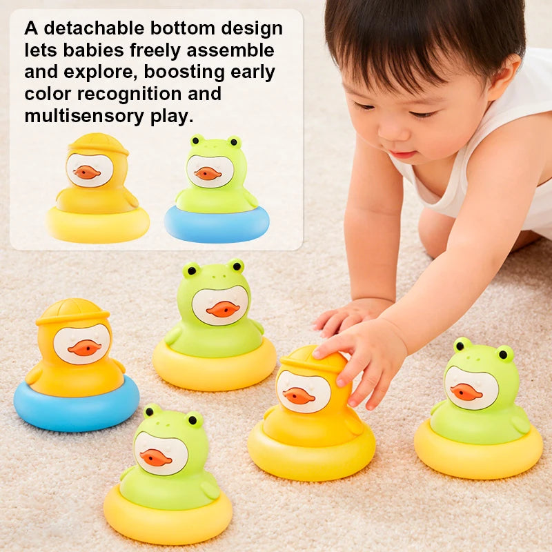 BPA Free Baby Silicone Bath Toys Cute Duckling&Frog Shape Floating Water Toy for Infants Toddlers Fun Bathroom Toys Babies Gifts