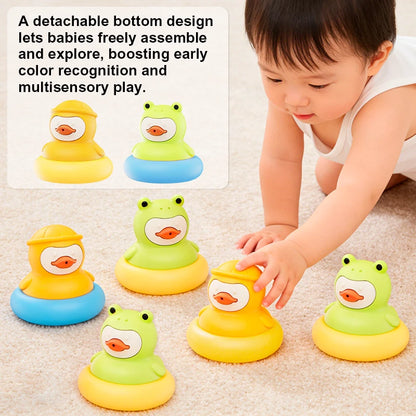 BPA Free Baby Silicone Bath Toys Cute Duckling&Frog Shape Floating Water Toy for Infants Toddlers Fun Bathroom Toys Babies Gifts