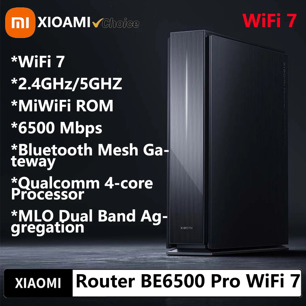 New Xiaomi Router BE6500 Pro WiFi 7 2.4/5GHz Mesh Dual Band Qualcomm 4-Core Processor Chinese Version,With adapter
