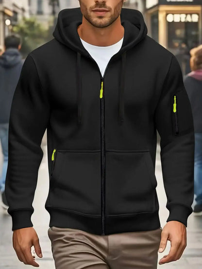 Men Autumn and Winter New Hoodies Long Sleeve Sweatshirt Pocket Zipper Design Hooded Sweatshirt Men Sportswear Casual Jacket