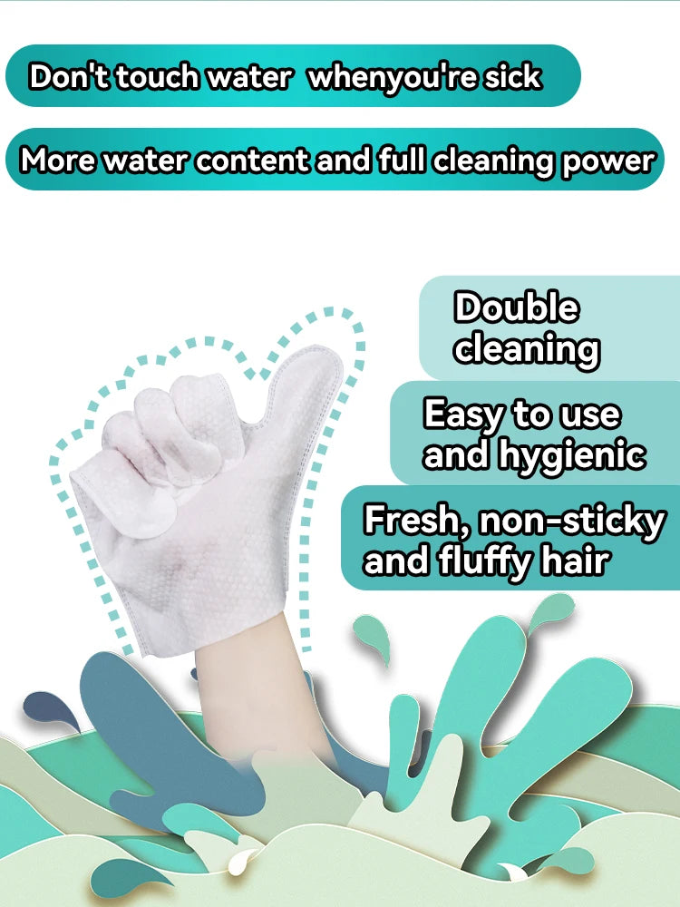 Pet Cleaning Disposable Gloves for Cats And Dogs No-Wash Bathing Hand Sanitizer Pack of 6 for Pet Care