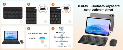 Teclast P30T Case 10.1" Tablet Ai Gemini Android 16 16Gb(3Gb+13Gb Expansion) Ram 128Gb Rom T7250 8-Core All-In-One Keyboard/Case/Mouse/Stylus/Earphones/Tablet Stand