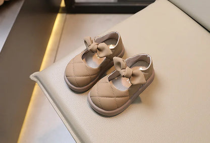 Children Leather Shoes for Girls Soft Spring Autumn New Baby Shallow Bow Solid Color Japanese Style Kids Versatile Casual Shoes