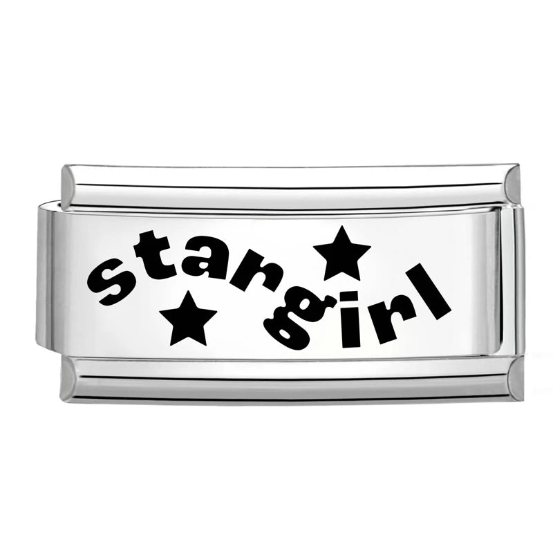 Laser Engraving Piano Heart Star Wings NO.7 Lips Italian Charm Links Fit 9mm Bracelet Stainless Steel Men Women DIY Making Gifts
