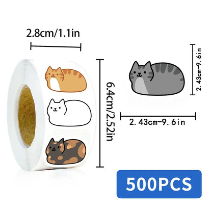 500PCS Kawaii Cartoon Cat Tuo Tuo Roll Stickers Skateboard Laptop Luggage Skateboard Phone Gift Waterproof Phone Cute Sticker ﻿