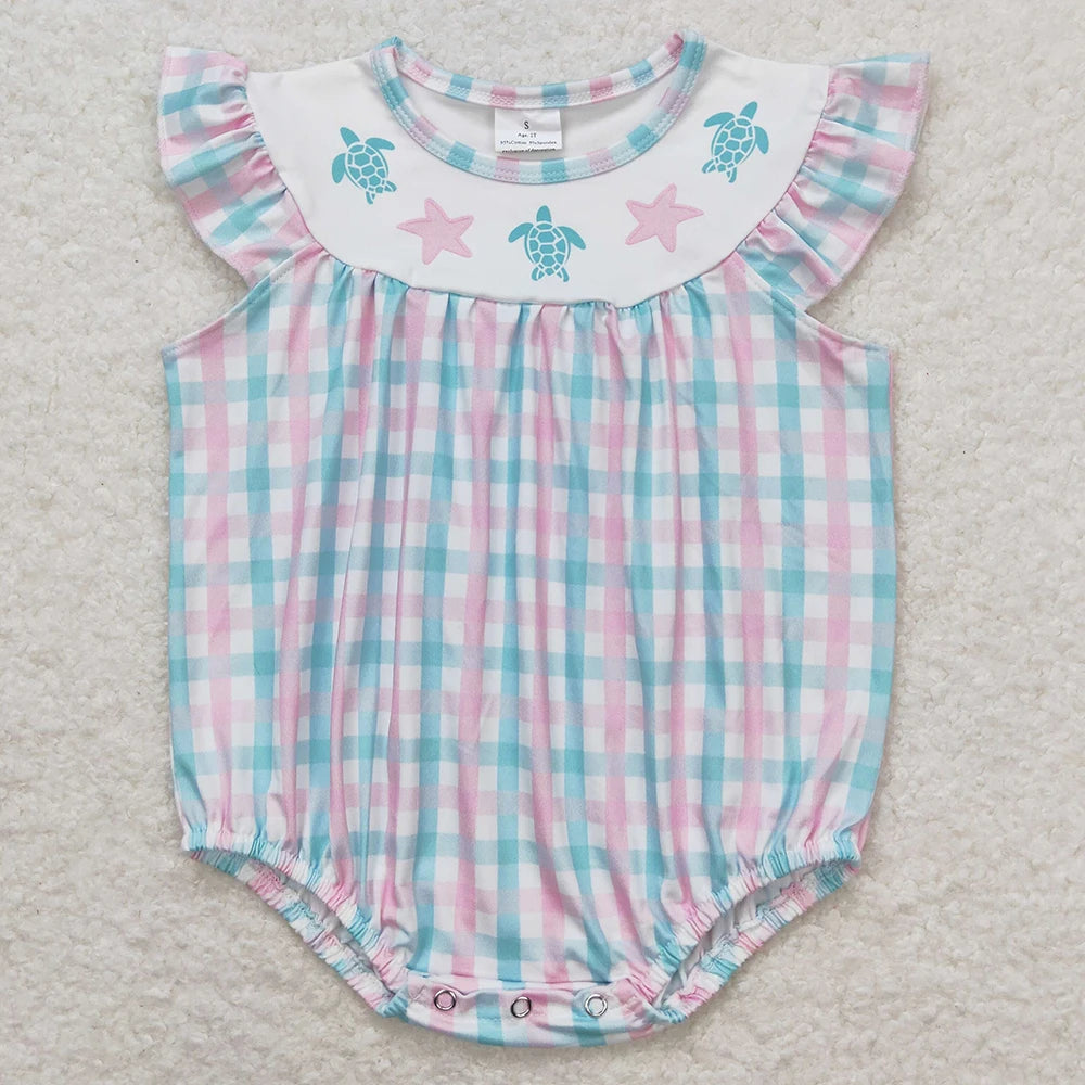 New Fashion Baby Infant Girls Rompers Bow Pink Flutter Sleeve Rompers Boutique Toddler Girls Bubble Rompers Onesie Wholesale Hot