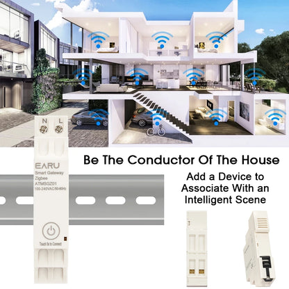 EARU Tuya Smart WiFi ZigBee 3.0 Gateway Hub Smart Home Appliances Wireless Bridge Remote Control Automation Device Work Din Rail