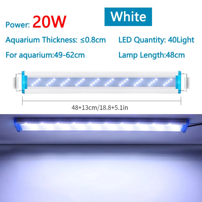 Extensible Waterproof Clip on Lamp For Fish Tank Super Slim Fish Tank Aquatic Plant Grow Aquarium LED Light 18-58cm 220V