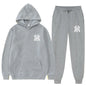Men's running and fitness fashion casual sportswear set for autumn and winter, hooded sweatshirt + jogging pants two-piece set