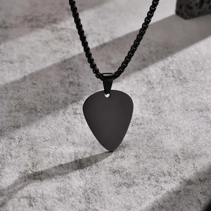 WLP Fashion Guitar Pick Personalized Pendant Stainless Steel Necklace for Men Women Custom Text Pattern Collar Necklace Jewelry