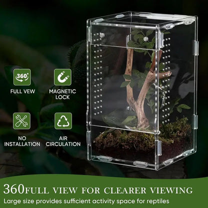 Acrylic Transparent Reptile Terrarium Breeding Box amphibian Cage Nano Arboreal Tarantula Enclosure Jumping spider Reptiles Habi