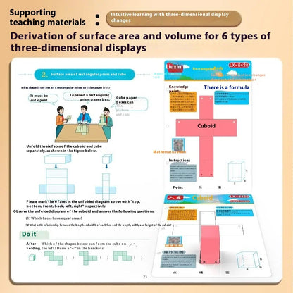Montessori Educational 3D Geometry Quiet Book Set for Kids - DIY Math Learning Tracing Workbook for Spatial Thinking Training