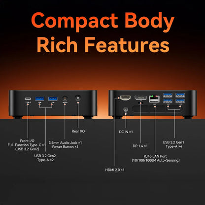 ACEMAGIC AMD Ryzen 5 7430U Mini PC 16GB LPDDR4X RAM 512GB SSD Windows 11 Pro Small Form Factor Computer WiFi 6 Triple Display PC