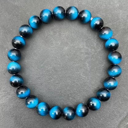 1Pc 6/8/10mm Minimalist Blue Tiger Eye Stone Beaded Bracelet Natural Stone Round Beads Bracelet For Daily Decoration