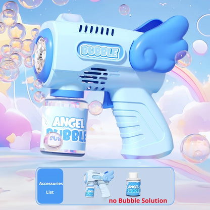 2026 New Electric Angel Automatic Bubble Handheld Bubble Stick Emit Light and Sound Bubble Gun for Party Summer Outdoors Toy