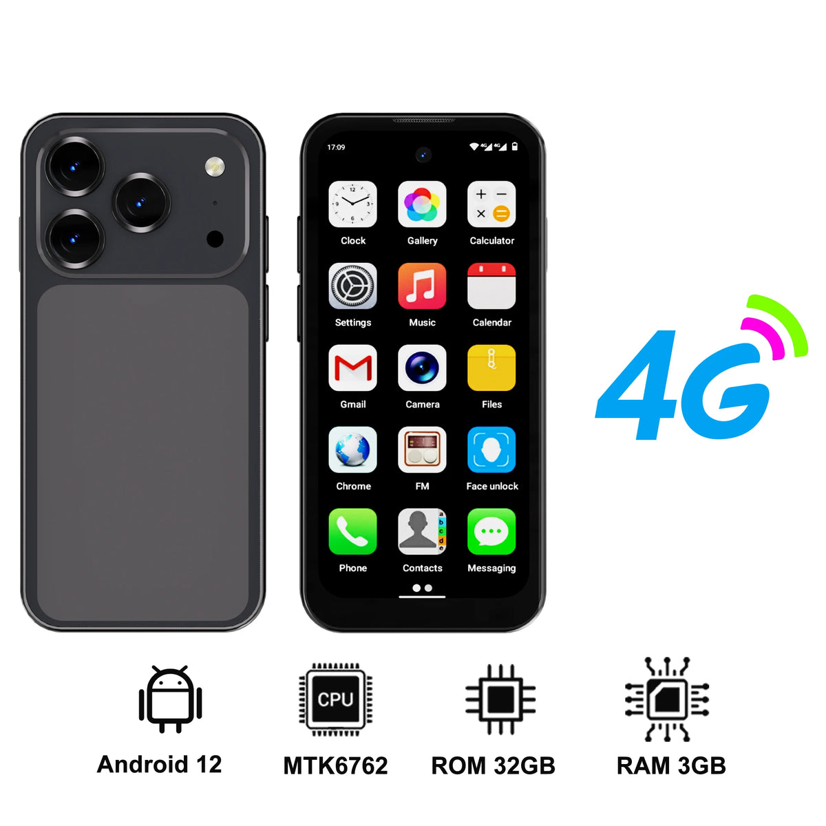 SERVO 19 Air 4G LTE Mini Smartphone Android 12.0 OS Play Store 6GB+128GB Face Unlock OTG 2 SIM 3.88" Screen Pocket Smart Phones