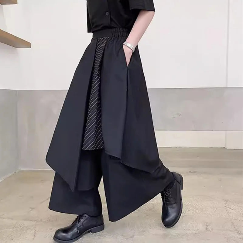 Women Skirts Pants Japaness Gothic Irregular Pants Women High Waist Black Long Pants Skirts Female Pleated Skirts Women Clothing