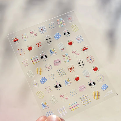 1/4pcs cute cartoon graffiti puppy party relief nail sticker dopamine  DIY  water cup  decorative nail accessory sticker